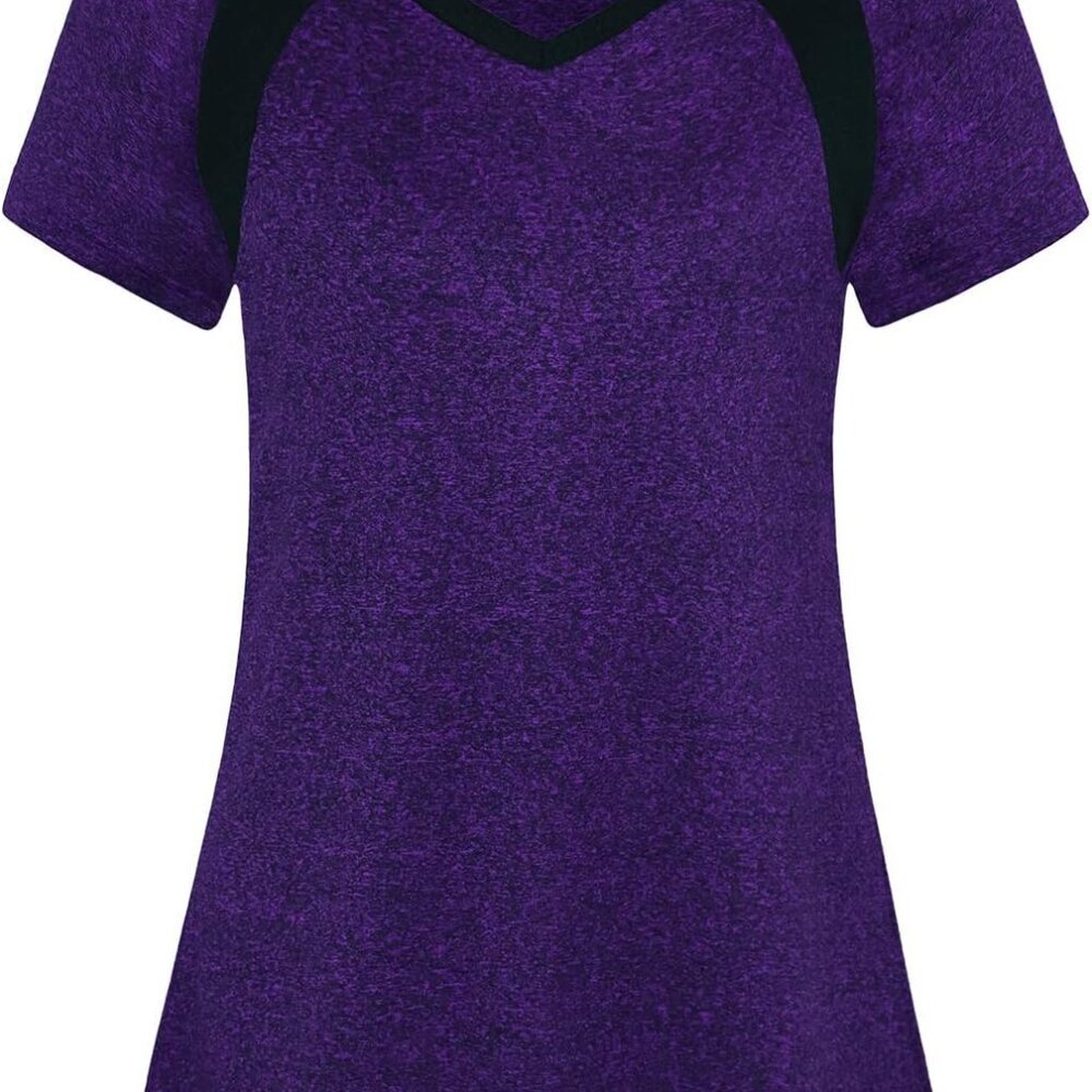Purple Large Women's Activewear Yoga and Workout Shirt, Moisture Wicking, Stylis